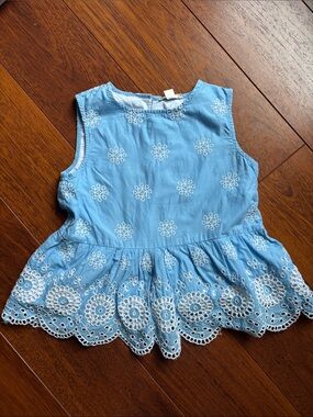 Crewcuts Girls' Light Blue Embroidered Peplum Top sz 10